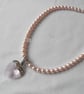 Crystal heart pendant and pearl necklace - Image 2