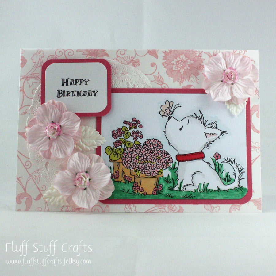 Handmade birthday card - West Highland terrier, westie card for dog lover