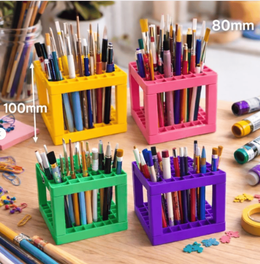 3D Printed Pencil Pen Brush Holder Stand - Desk Organiser - 100mm - 80mm