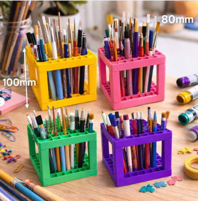 3D Printed Pencil Pen Brush Holder Stand - Desk Organiser - 100mm - 80mm