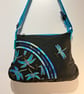 Handbag,Turquoise dragonflies on black - Image 6