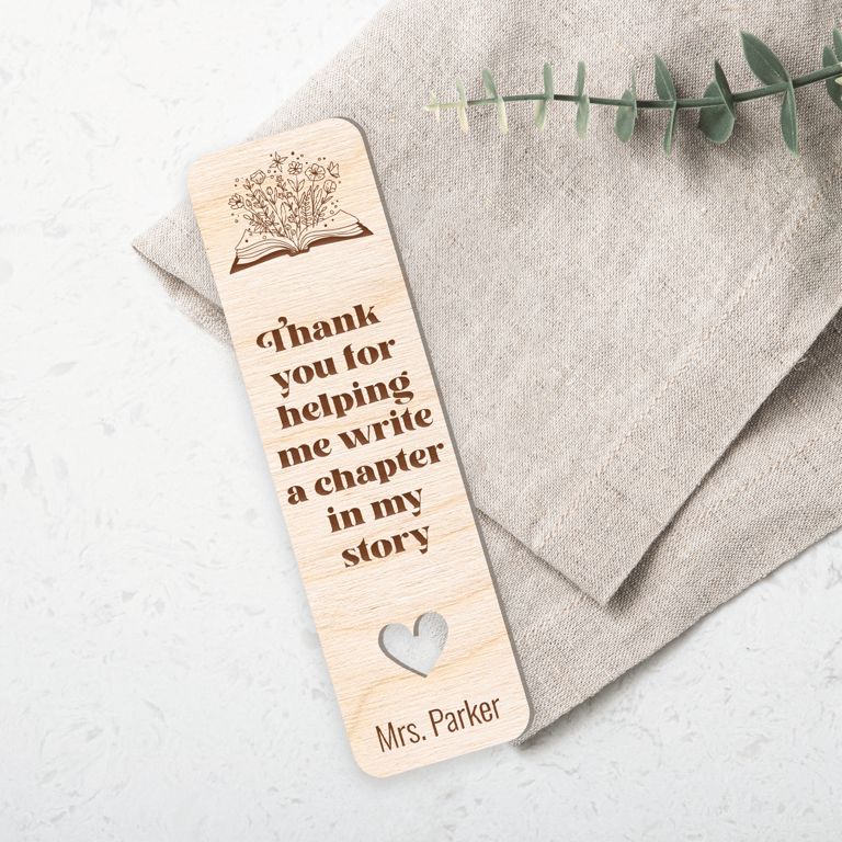 Thank You Teacher - Floral Bookmark, Gift For Teacher, Personalised Teacher Gift