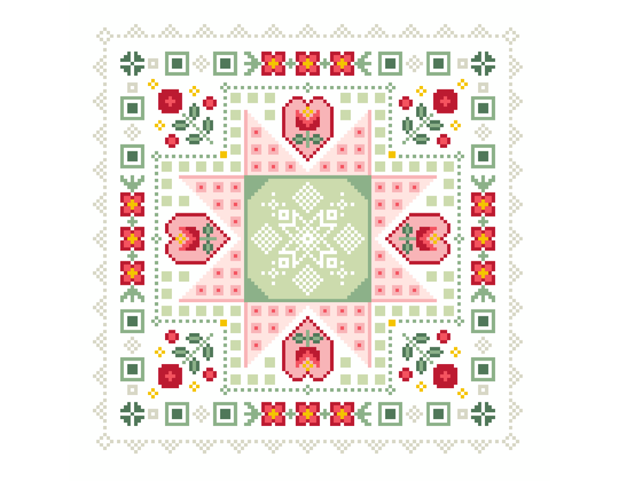 262 - Hearts and Roses Cross Stitch Pattern Shabby Chic Mini Sampler (PDF Chart)