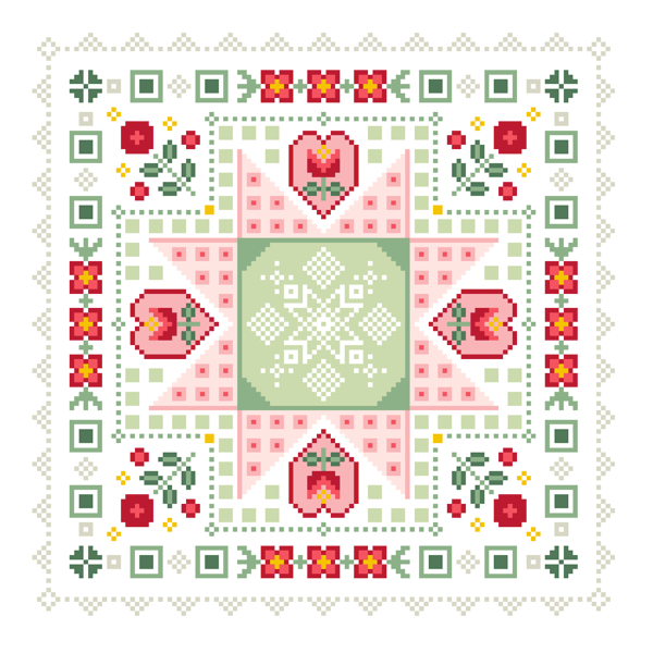 262 - Hearts and Roses Cross Stitch Pattern Shabby Chic Mini Sampler (PDF Chart)