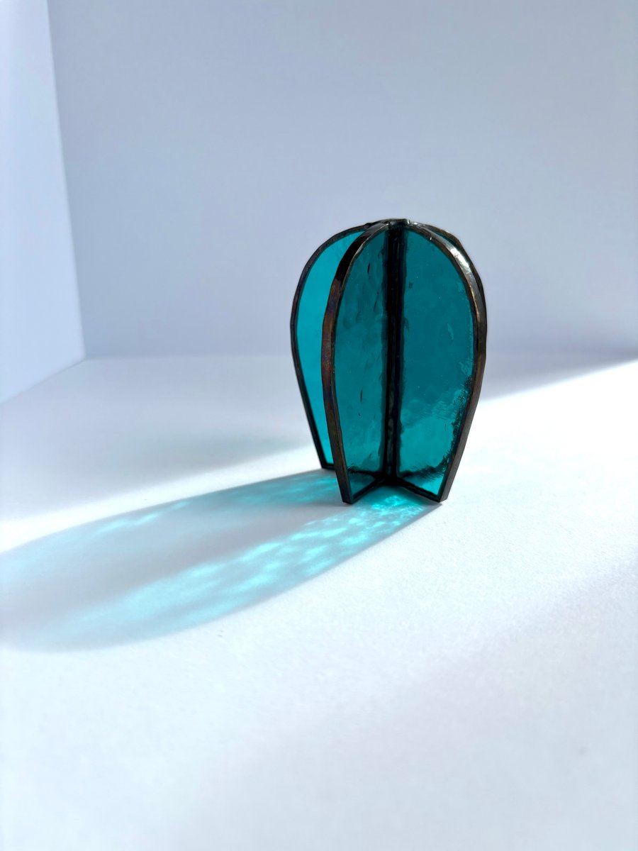 3D stained glass marine green cactus, Everlasting plant, Positive art