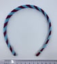 School Wine and Light Blue 1.8cm striped Hairband - Image 3