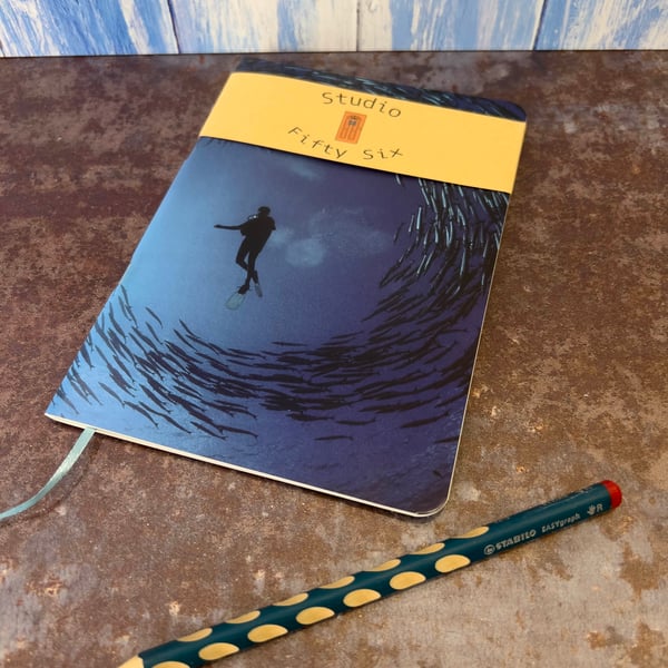 Notebook, Marine themed, A5 (ish), made from up-cycled and recycled materials.