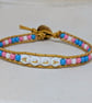 Trans ally bead and gold leather bracelet, LGBTQ - Image 3