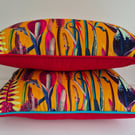 Printed Velvet Jungle Design Cushion Cover 
