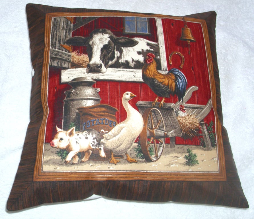 Lovely Friesian Cow looking out the window cushion