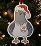 I Love Santa Pigeon Wooden Decoration - Funny Illustrated Christmas Ornament