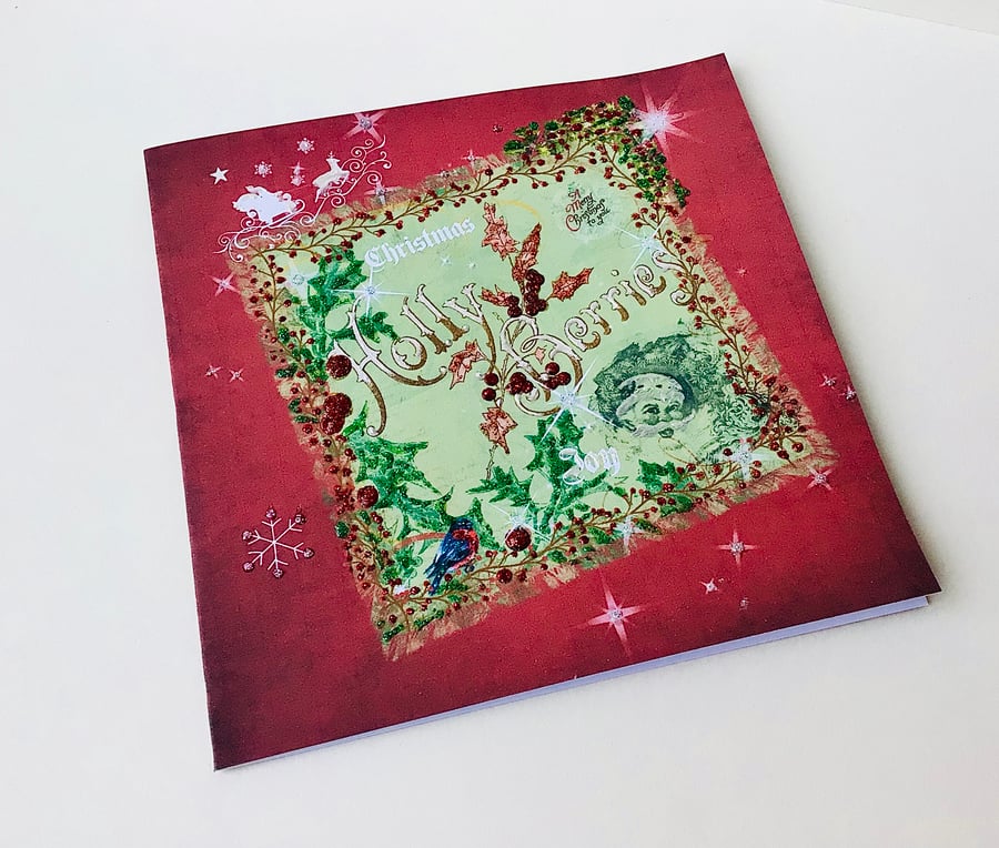 Christmas Cards pack of Five,Printed and Handfinished Design 