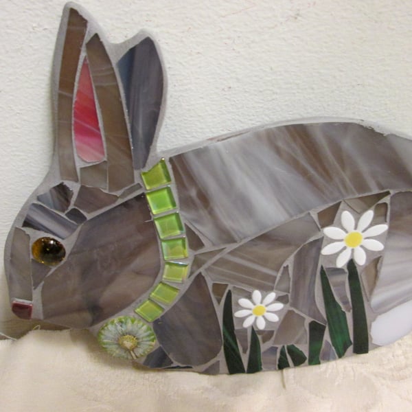 Mosaic Rabbit with daisies - Folksy