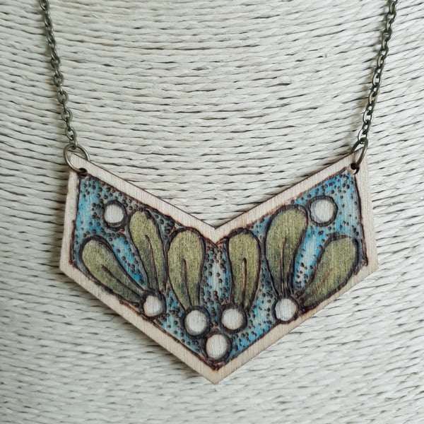Pyrography mistletoe pendant