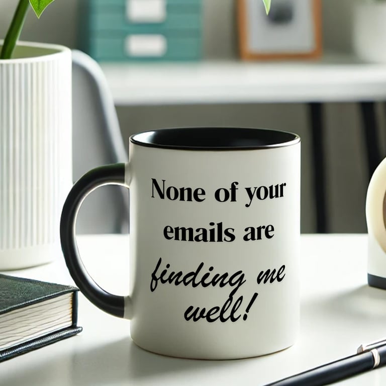 None of Your Emails - Script: Funny Joke Work Mug, Secret Santa Gift
