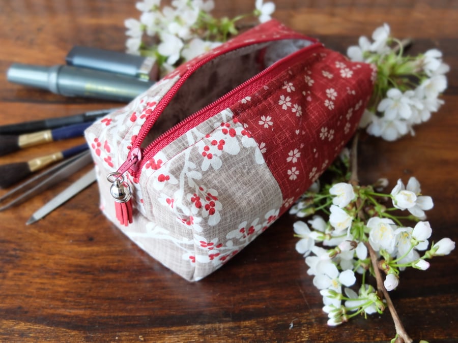 Blossom Pattern Boxy Cosmetic bag