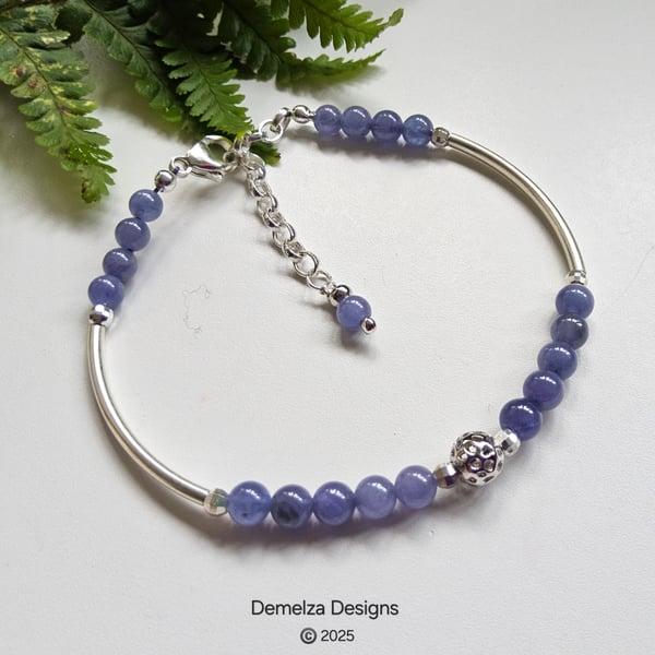 Designer 19ct A Grade Tanzanite Sterling Silver Bracelet (Small Size)
