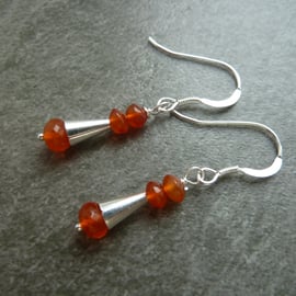 sterling silver earrings, carnelian gemstones