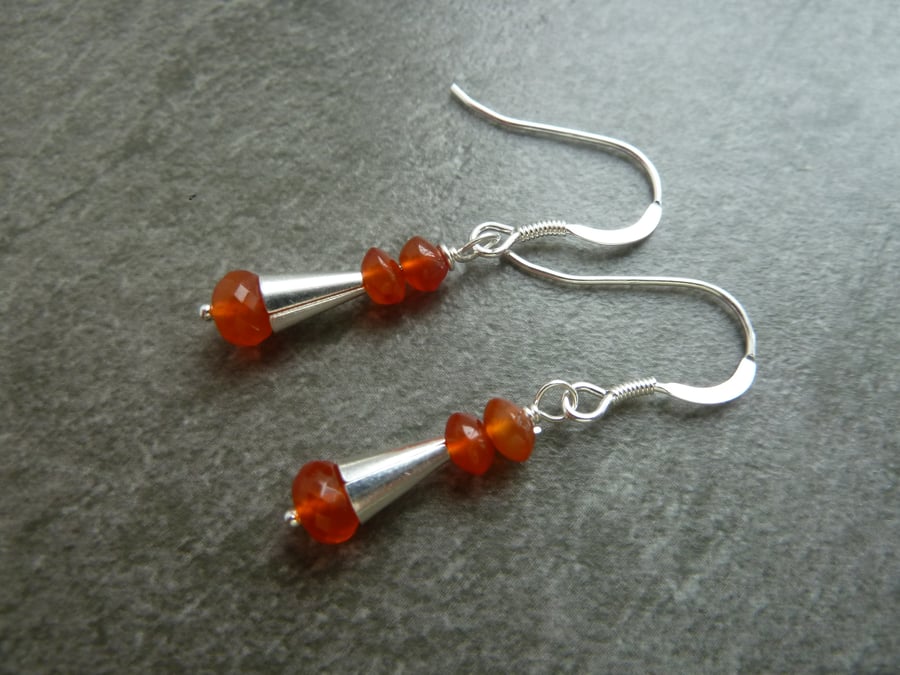 sterling silver earrings, carnelian gemstones