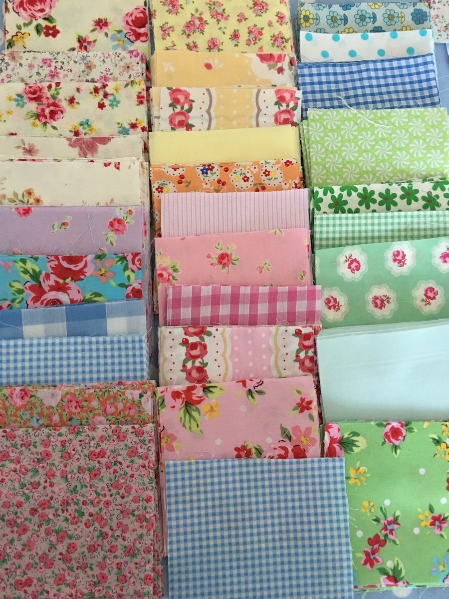 40 x 4" shabby chic coloured cotton fabric patchwork squares