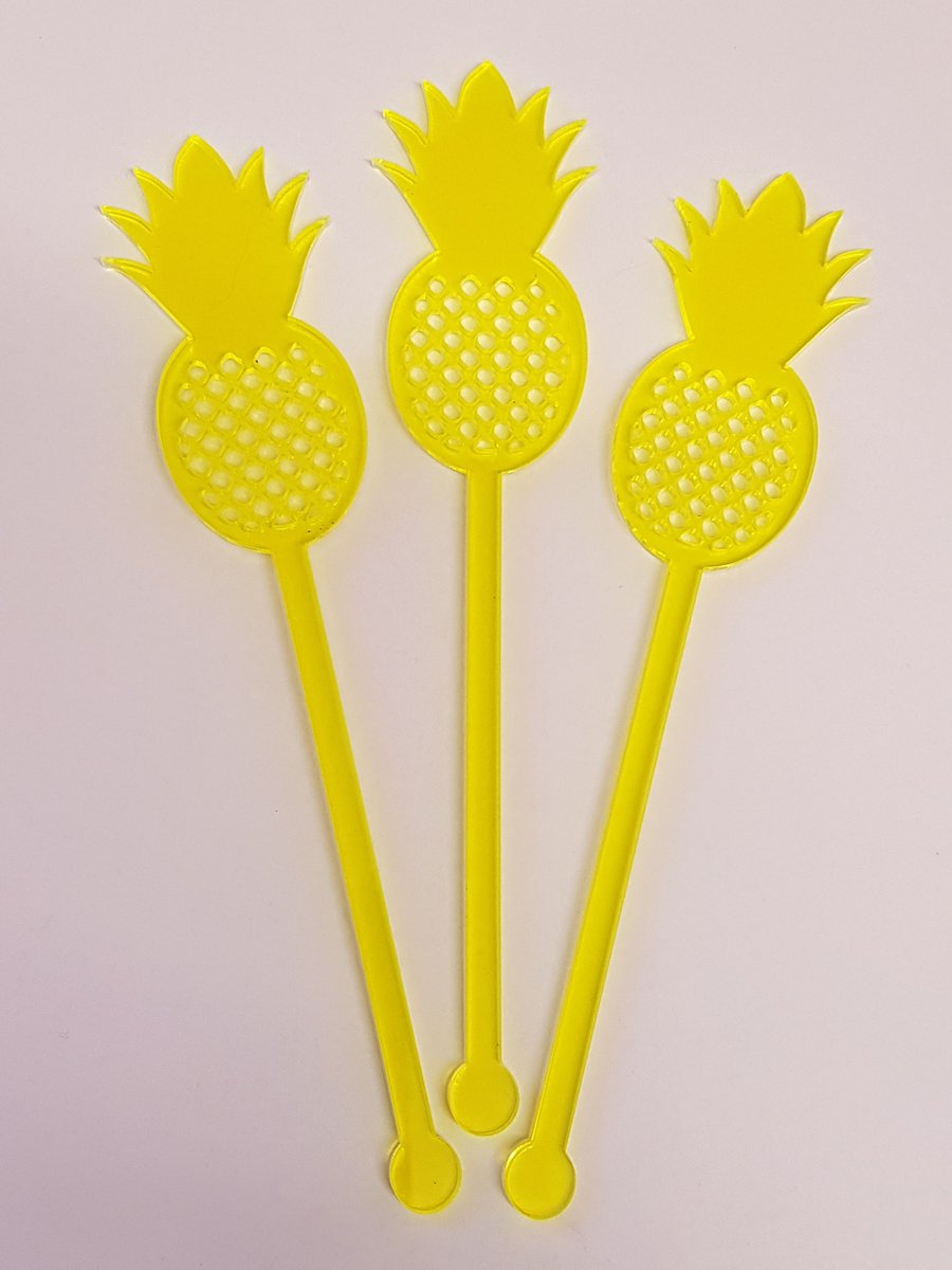 Pineapple Cocktail Stirrer Swizzle Stick x 3 - Acrylic