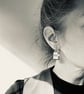 Gold-Filled & Brass Hoop Earrings; Textured Polka Dot Dangle Earrings - Image 3