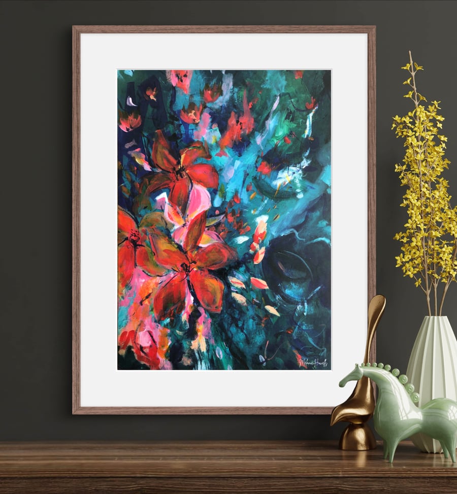 Summer Nights Art Print, Abstract Floral, A3 size
