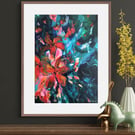 Summer Nights Art Print, Abstract Floral, A3 size