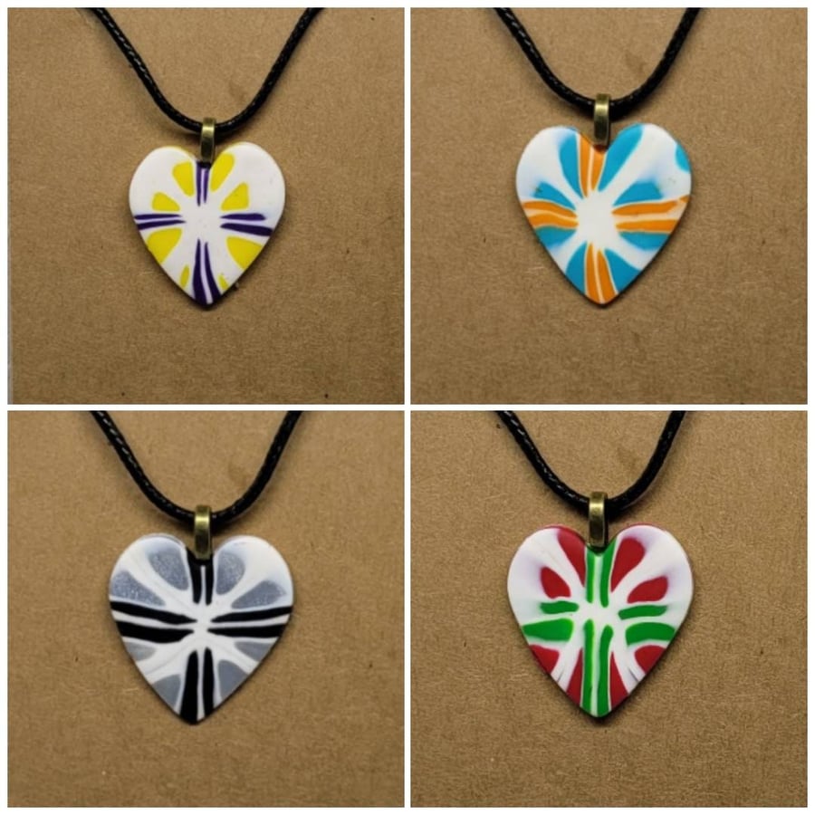 Heart pendant - polymer clay necklace - unique jewellery - gift for her
