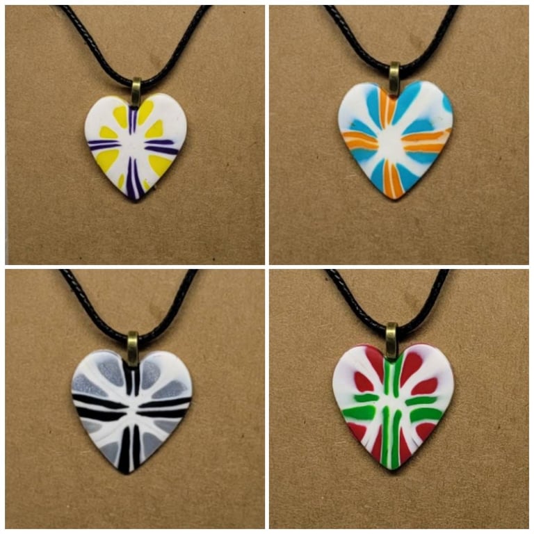 Heart pendant - polymer clay necklace - unique jewellery - gift for her