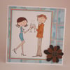 Handmade Engagement or Anniversary card - celebrating couple
