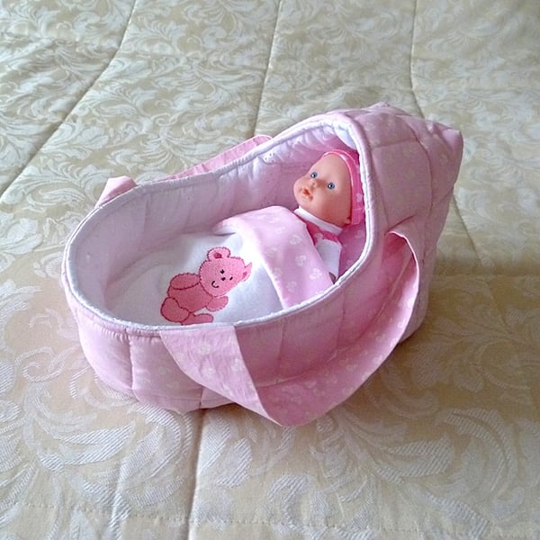 Small Doll's Carrycot with Free Doll