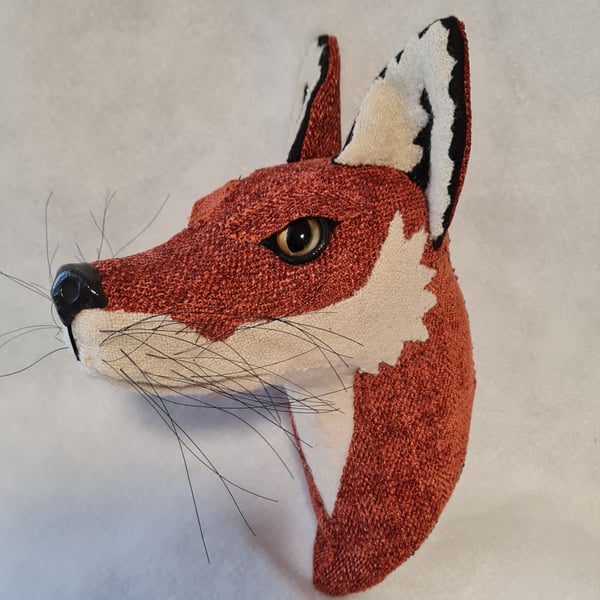 Faux fox wall mount in rust velvet upholstery fabric- Frederick