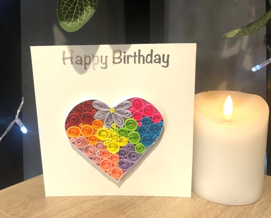 Stunning Handmade Quilled Heart Card