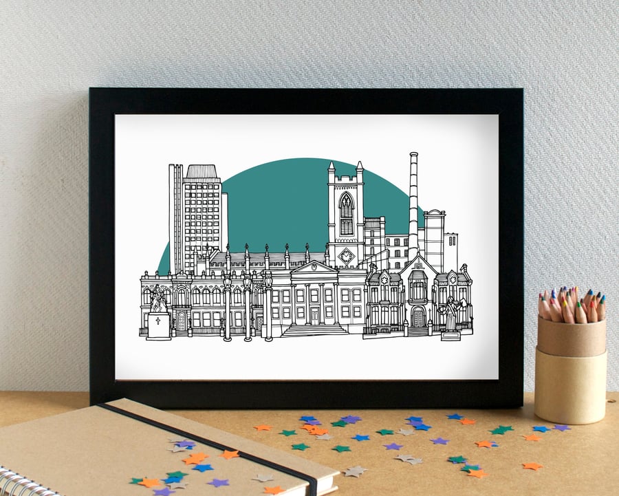 Oldham Skyline Art Print