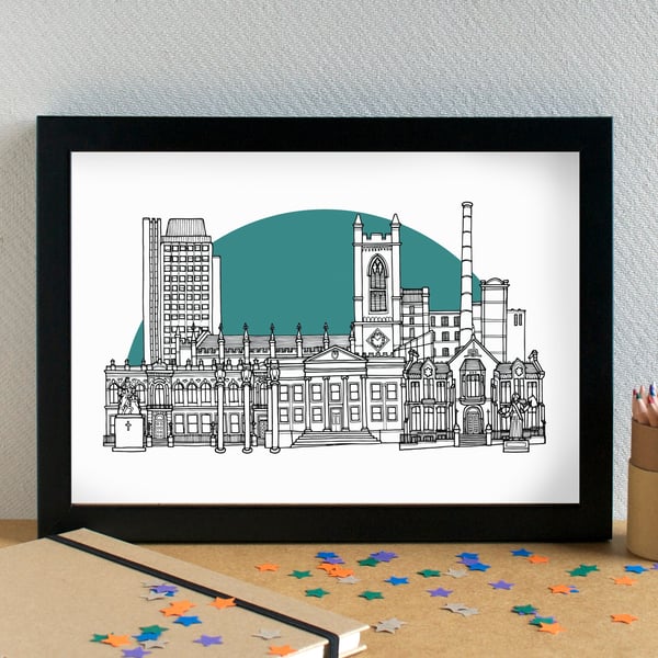 Oldham Skyline Art Print