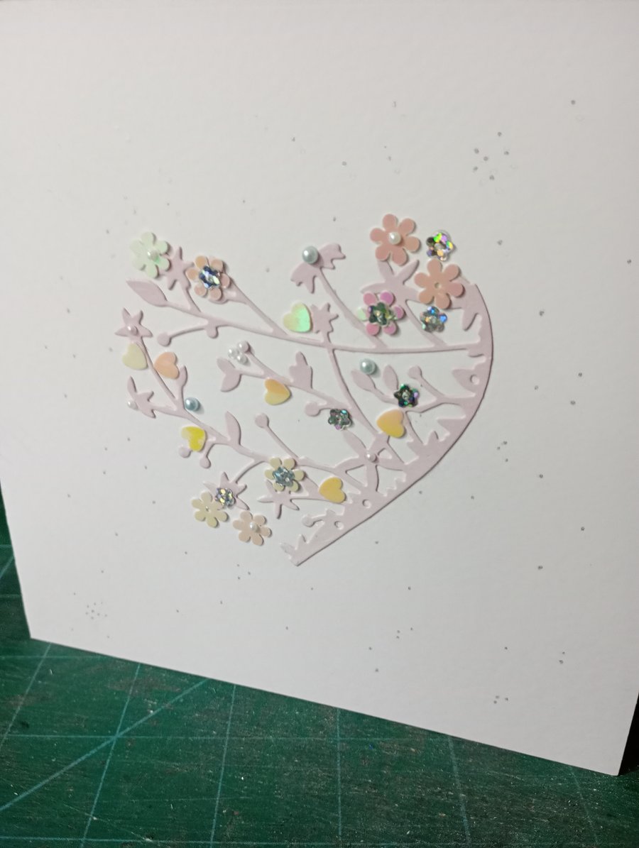 Delicate floral heart card