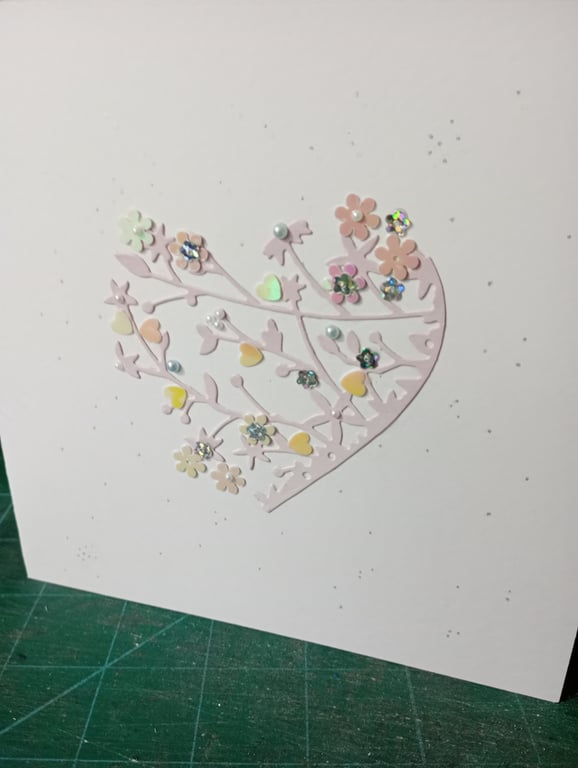 Delicate floral heart card