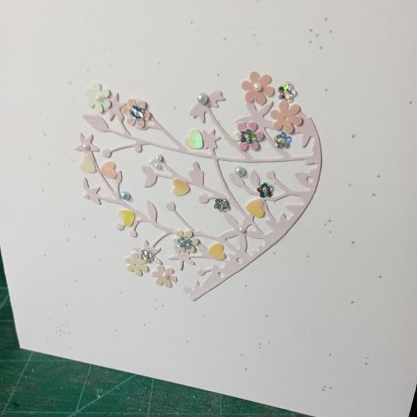 Delicate floral heart card