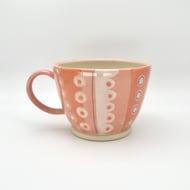 Handmade Mug Tea Coffee Peach Stripes Birthday Thank You Pottery Gift