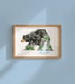 Bear and waterfall, awesome animals, giclée A3 art print - Image 4