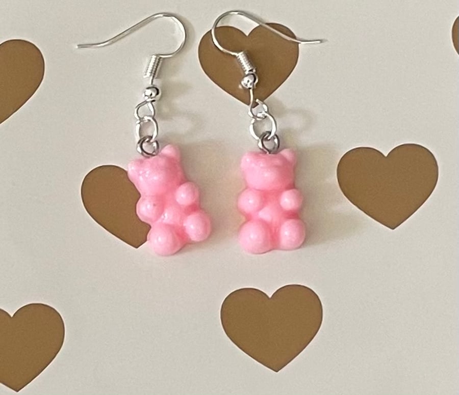 Baby pink gummy bear earrings