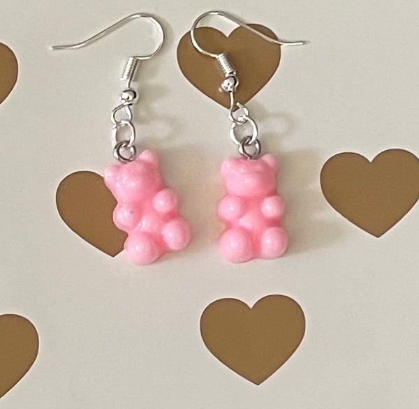 Baby pink gummy bear earrings