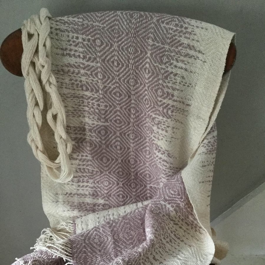 Raspberry Ripple hand woven linen wrap scarf