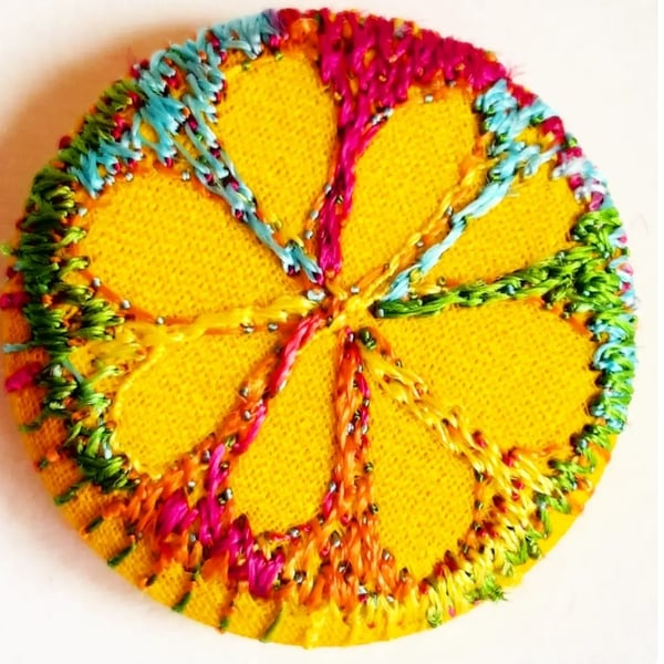 Buttons 1 inch button Hand Dyed Silks and Cottons Free Machine Embroidery Button