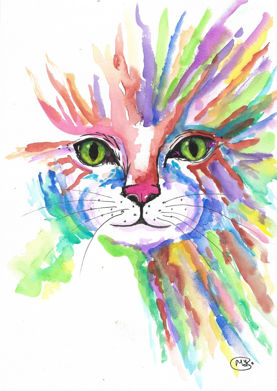 Extra- Abstract Cat. Choose Original Painting or a Print