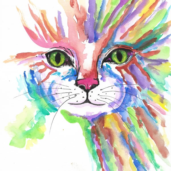 Abstract Cat. Choose Original Painting or a Print
