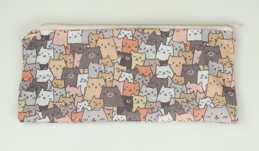 Cats & Kitten Pattern zipped lined pencil case, Stationary, school, Teacher gift