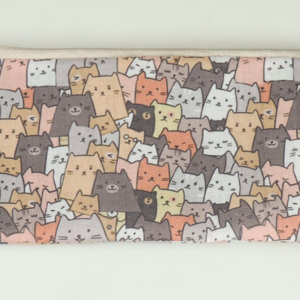 Cats & Kitten Pattern zipped lined pencil case, Stationary, school, Teacher gift