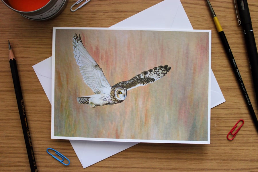Owl Greeting Card - Blank Greeting Card, Wildlife Art Card, Free UK Post